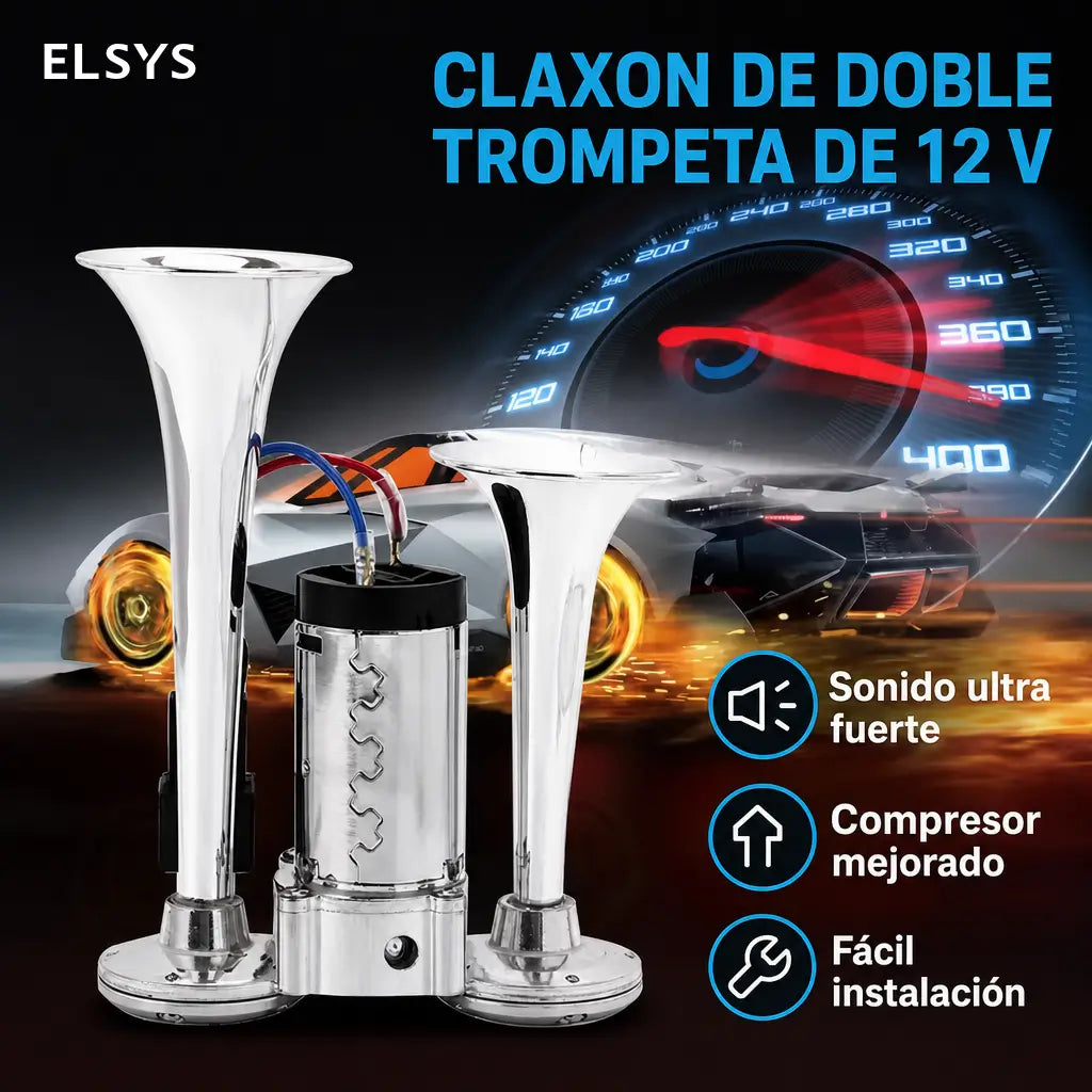 Claxon de aire doble 12V de 130 dB con compresor para autos, camionetas, camiones, motos y embarcaciones, alerta potente en carretera