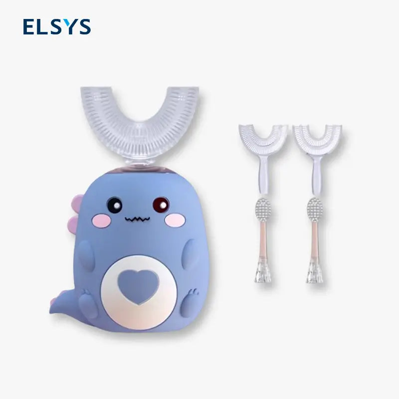 Cepillo de Dientes Eléctrico para Niños en Forma de U, Sónico y Recargable con 2 Cabezales en U y 2 Cabezales Normales, 3 Modos de Limpieza (2-12 Años)