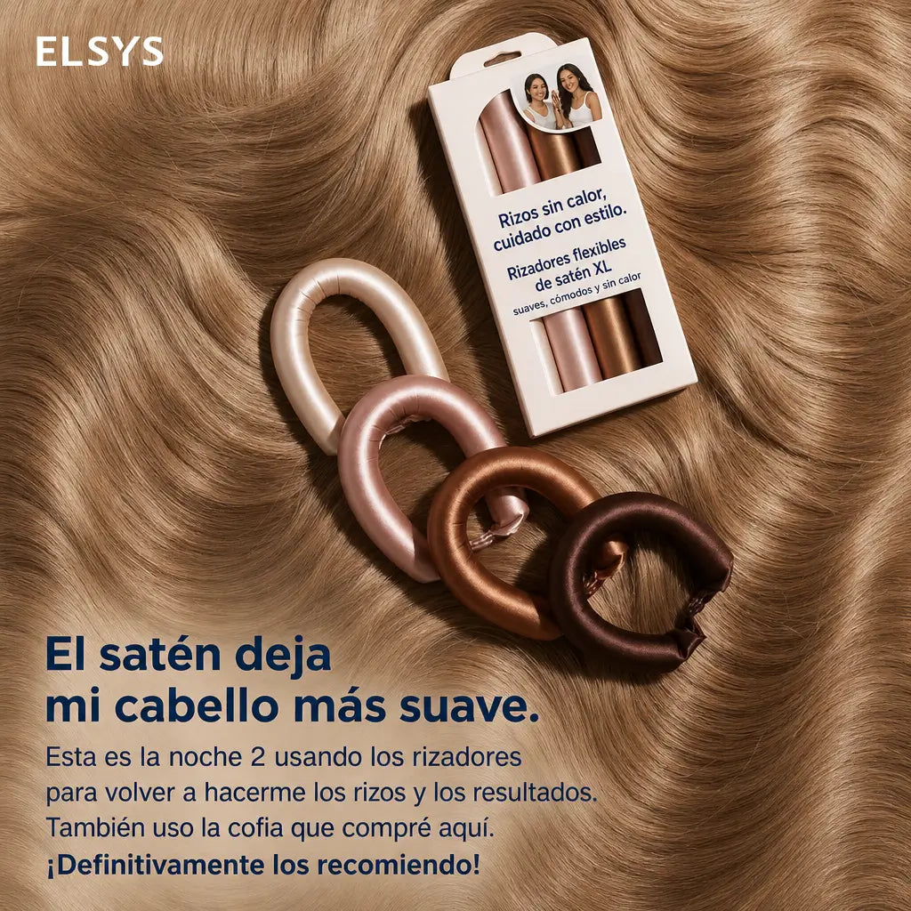 Rulos satinados sin calor jumbo flexibles de 4 piezas para ondas suaves y rizos grandes mientras duermes sin maltratar el cabello