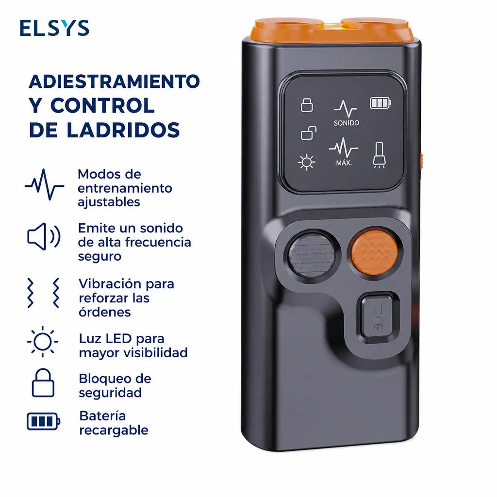 Dispositivo ultrasónico recargable USB-C para entrenar perros, con pantalla HD, linterna LED y control de ladridos sin collar en casa y paseos