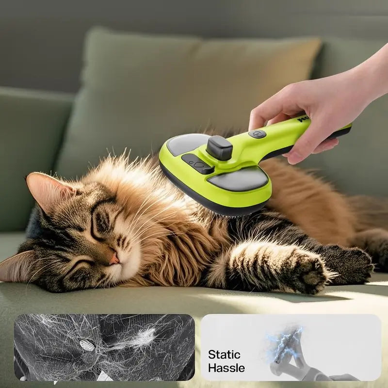 Cepillo con Spray para Mascotas Gatos y Perros – Herramienta de Aseo y Deslanado, Peine Quita Pelos con Botón de Limpieza, Herramienta para Eliminar Pelaje y Recorte