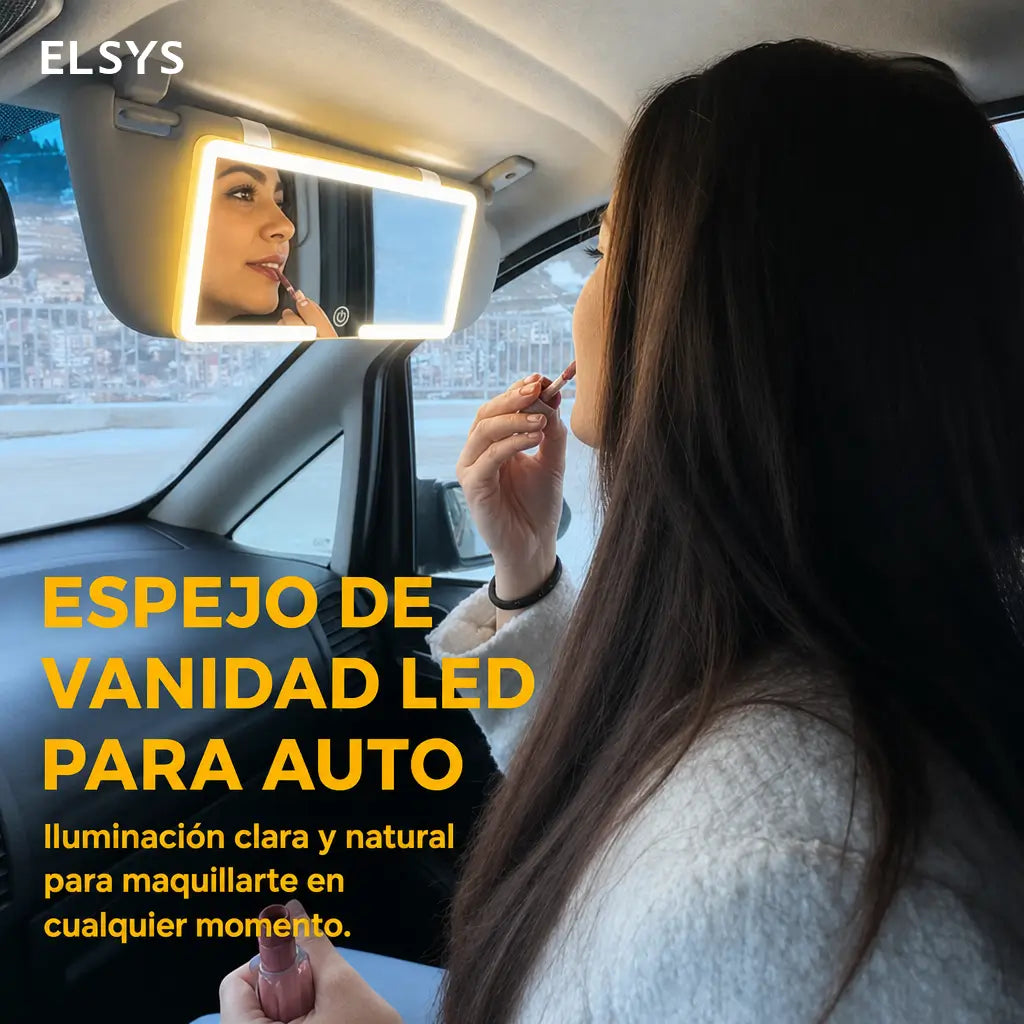 Espejo LED para visera de auto con control táctil y brillo ajustable para maquillarte con claridad en cada viaje sin estorbar tu vista