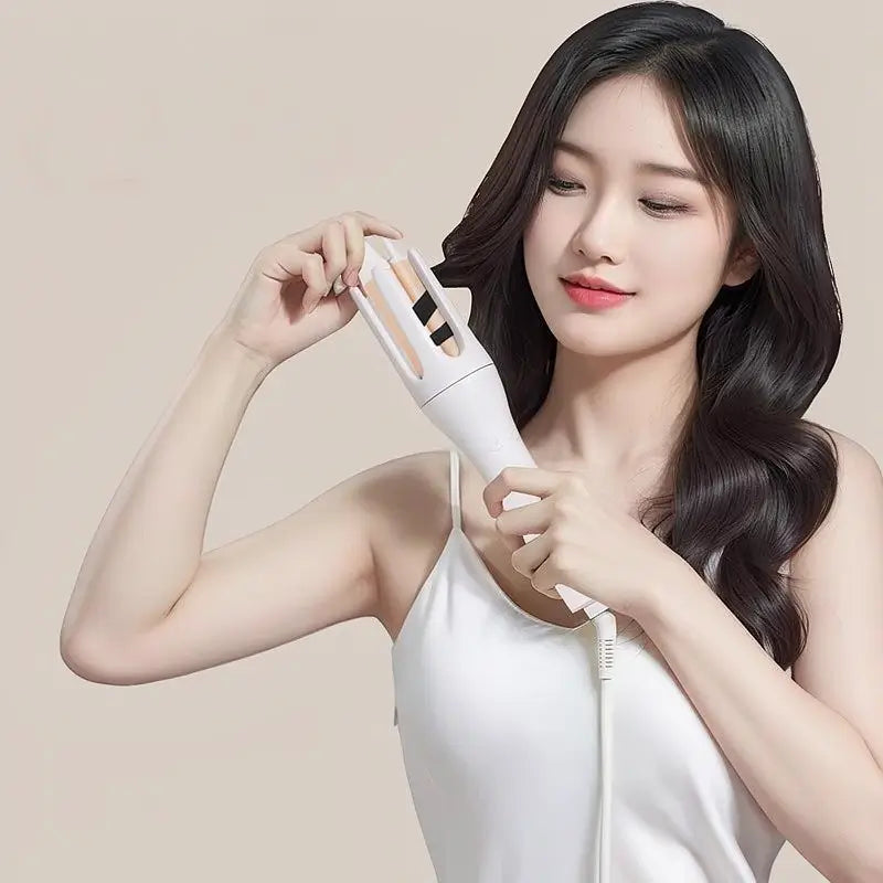 Rizador de Cabello Automático Profesional, Tenaza Eléctrica de 32 mm para Peinado Rápido, Tubo Rizador Automático con 3 Niveles de Temperatura y Doble Voltaje, Diseño Antiquemaduras