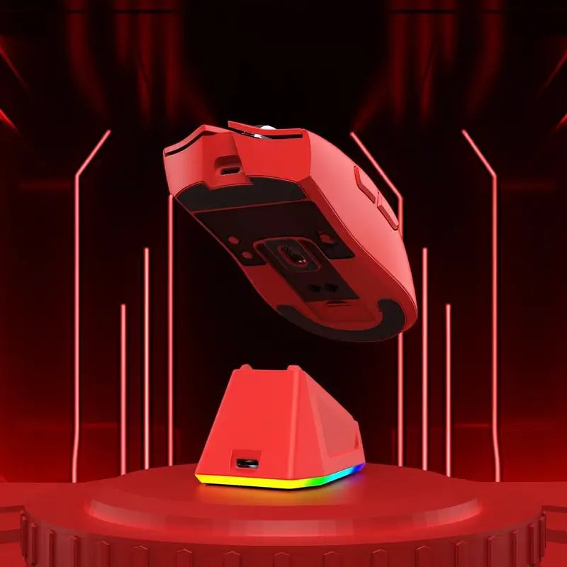 Mouse Gamer Inalámbrico Recargable con Iluminación RGB y Base de Carga, Sensor Óptico para Juegos y Oficina, Accesorios para Gaming