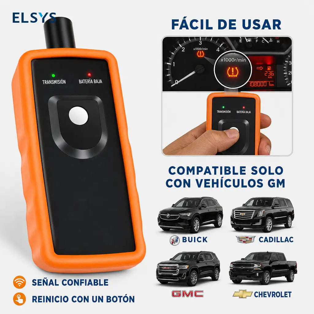 Herramienta de reaprendizaje TPMS EL-50448 para sensores 315/433MHz en autos GM, Buick, Chevy y Cadillac, ideal para rotación o cambio de llantas