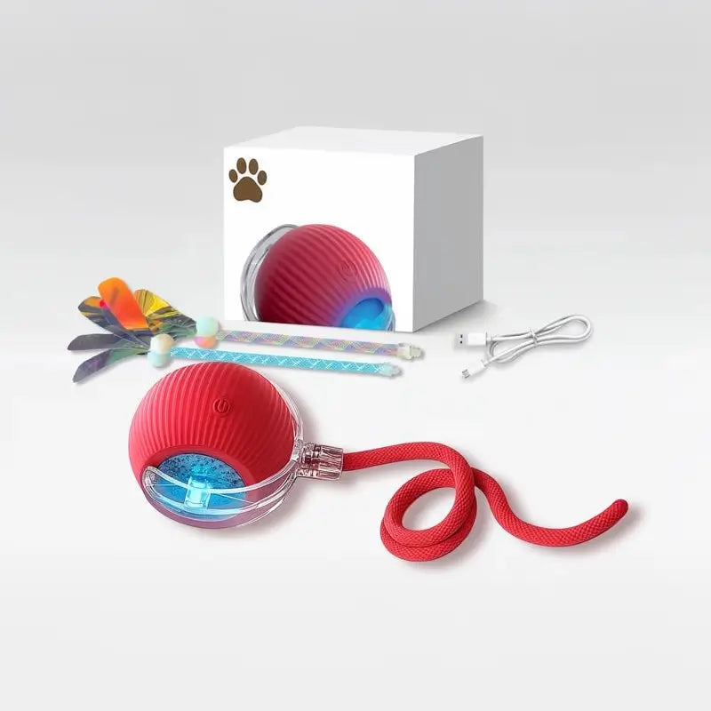 Juguete Interactivo para Gato y Perro con 2 Colas Adicionales, Pelota Giratoria y Accesorios para Mascota