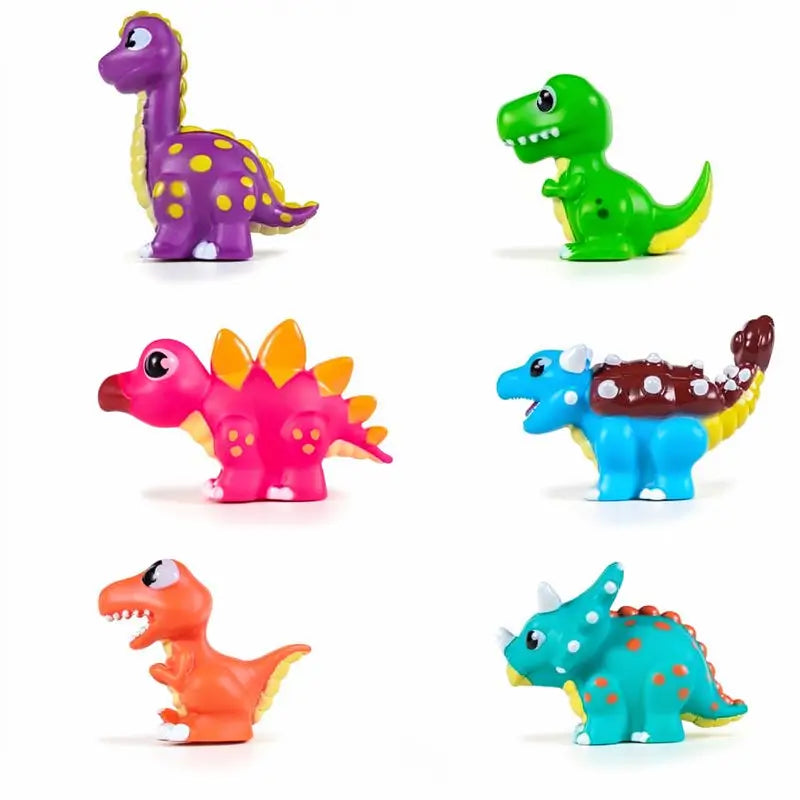 Juguetes de Baño de Dinosaurios con Luz, Paquete de 6 | Juguetes Activados por Agua que Cambian de Color | Juguetes Blandos y Exprimibles para Bebés y Niños | Luces Sensoriales para Tina Libres de Moho