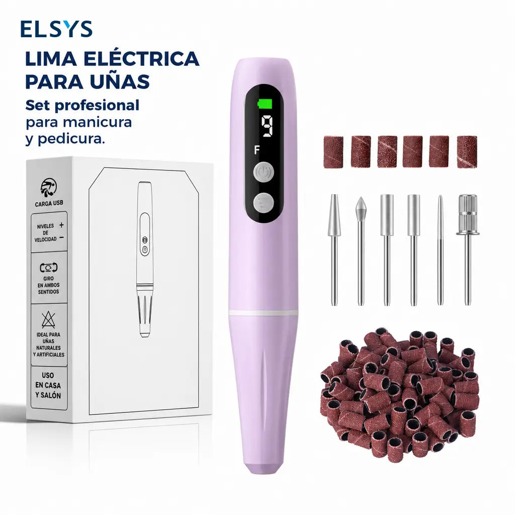 Lima eléctrica recargable para uñas 20000 RPM con 9 velocidades, ideal para manicure y pedicure en casa o salón preciso y portátil