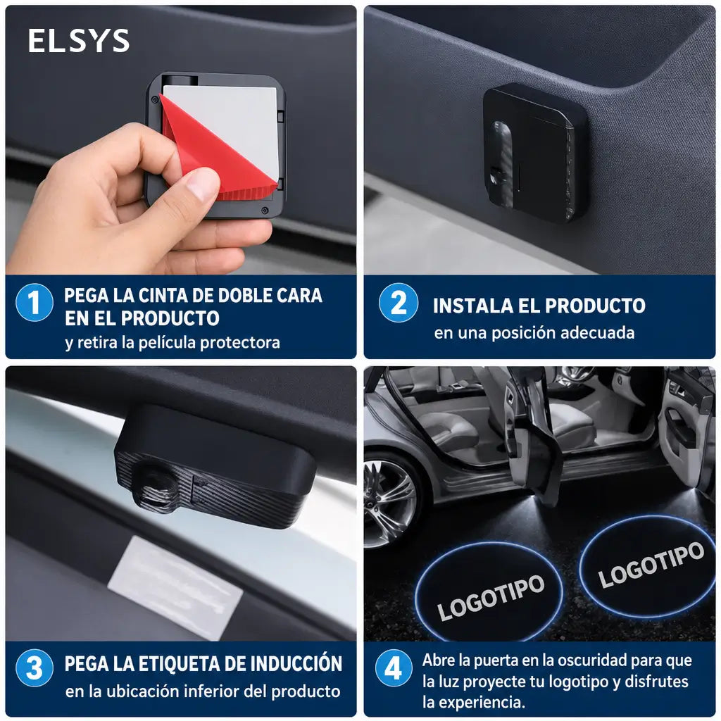 Luz de bienvenida para puerta de auto con proyección LED personalizada y sensor infrarrojo para entradas nocturnas en cualquier vehículo diarias