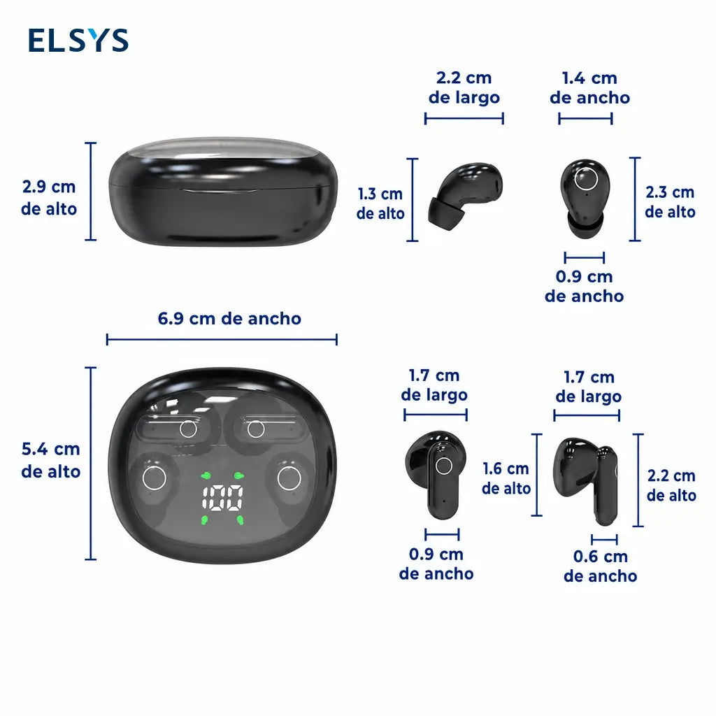 Audífonos Bluetooth 5.4 invisibles con micrófono y estuche compacto para dormir, trabajar, hacer ejercicio con control táctil y resistencia IPX5
