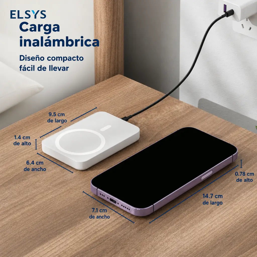 Power bank magnético 5000mAh con carga inalámbrica rápida para iPhone 12 a 17, ideal para mochila, escuela, viajes y oficina