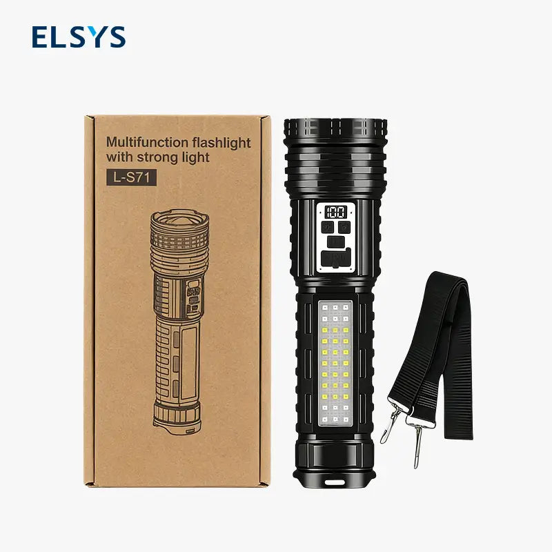 Linterna LED Recargable de Alta Potencia, Lámpara de Mano Multifuncional con Zoom y Luces Laterales para Camping, Pesca y Emergencias, Equipo Táctico Portátil Super Brillante