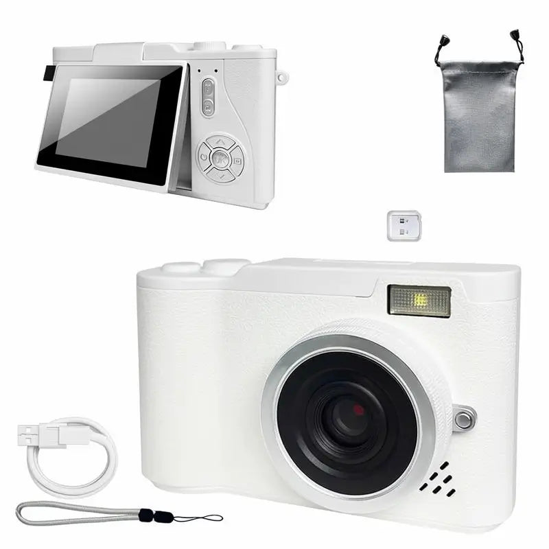Cámara Digital Retro CCD para Estudiantes, Pantalla Plegable 1080P, Mini Cámara Fotográfica con Juegos y Filtros, Zoom Digital