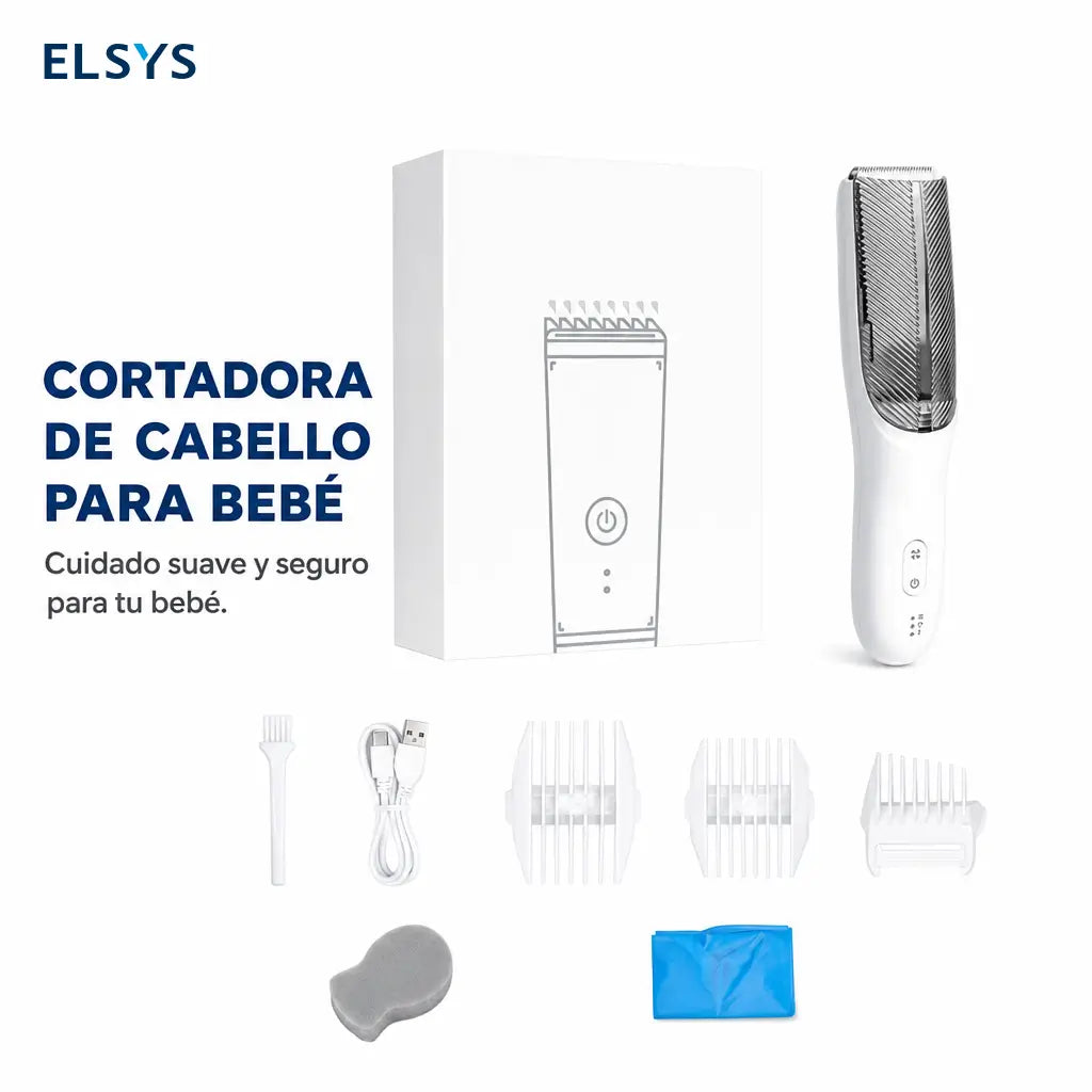 Cortadora de cabello para bebé con succión silenciosa, cuchillas cerámicas y peines ajustables para cortes seguros en casa prácticos