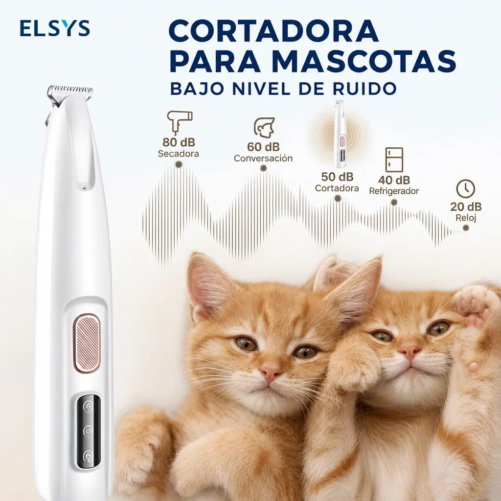 Rasuradora eléctrica para patas de perros y gatos con luz LED, cuchilla 18 mm y bajo ruido para grooming en casa fácil y seguro