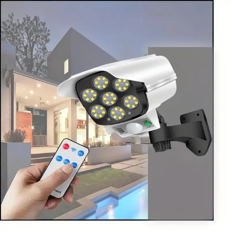 Lámpara Solar de Seguridad Tipo Cámara de Vigilancia 800LM con Sensor de Movimiento | Impermeable para Exterior