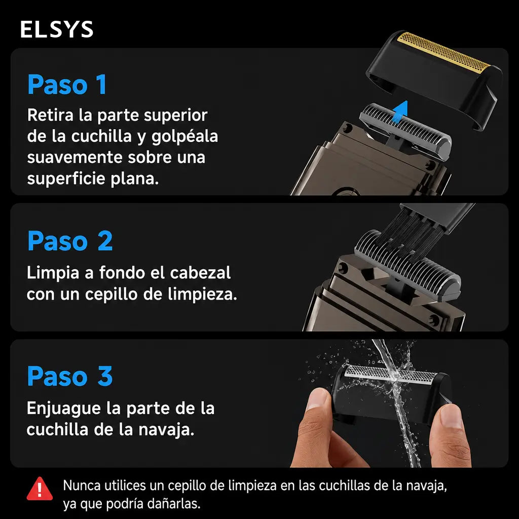 Máquina de afeitar compacta recargable con malla ultrafina 0.05 mm, recortador de patillas y estuche para llevar en bolsillo durante viajes