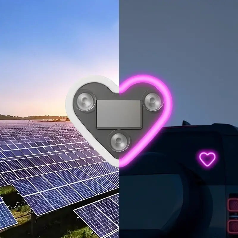 Luz LED Solar de Neón en Forma de Corazón para Pilar C, Decoración Inalámbrica para Interior de Auto, 9.57mm x 8.42mm x 15.36mm, Diseño Moderno