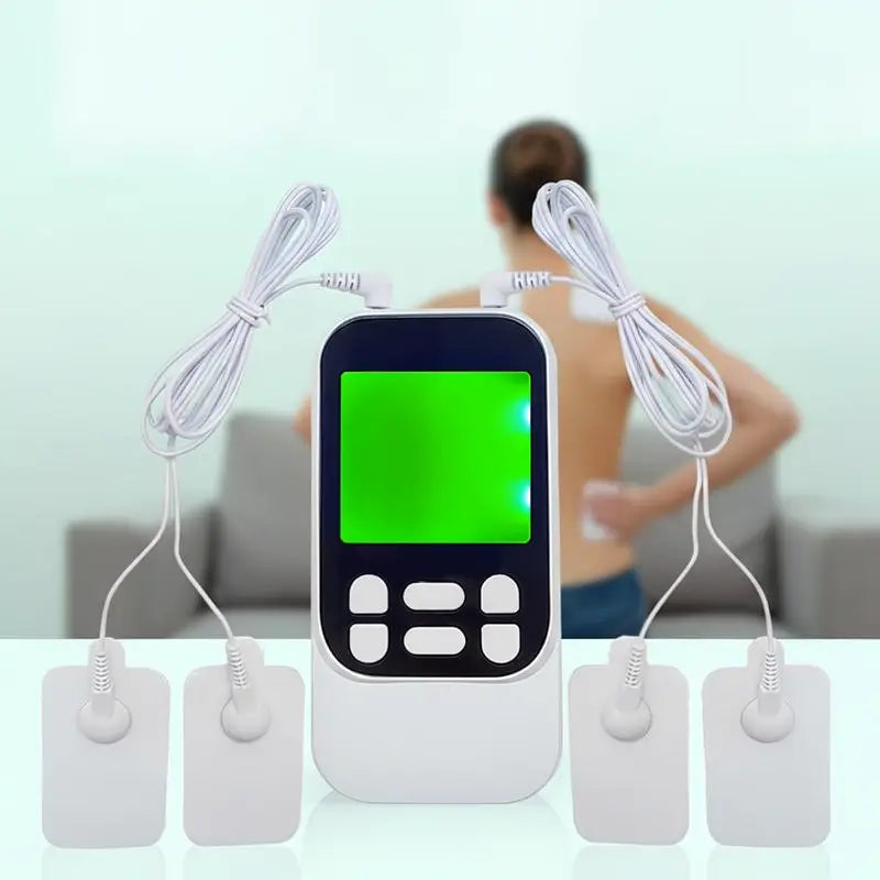 Masajeador Muscular Eléctrico, 10 Modos Doble Canal, 30 Niveles de Intensidad, Masajeador Corporal Compacto Recargable con 4 Electrodos