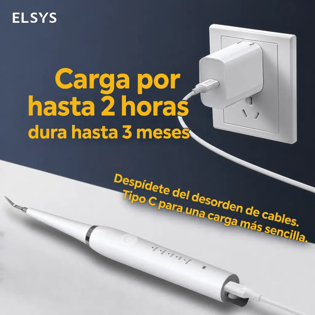 Limpiador dental ultrasónico recargable USB-C con cabezales reemplazables, espejo, pinza y retiro de placa para cuidado bucal adulto diario