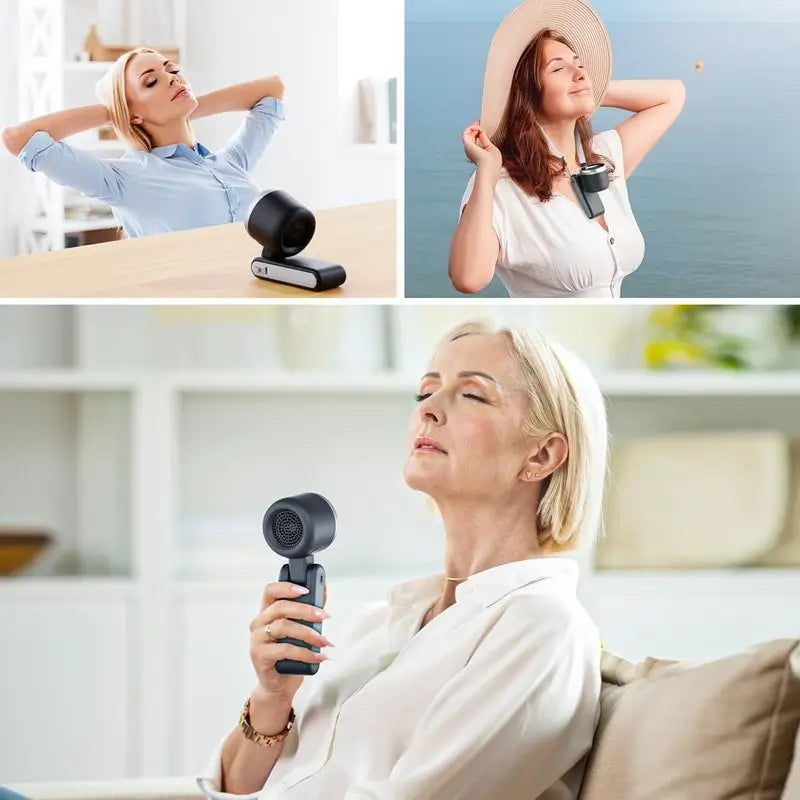 Ventilador Turbo Portátil de Mano, 5 Velocidades, Batería de 4000mAh, Hasta 10 Horas de Uso, Mini Ventilador Recargable 3 en 1 con Tecnología Air Turbo para Viajes y Actividades al Aire Libre