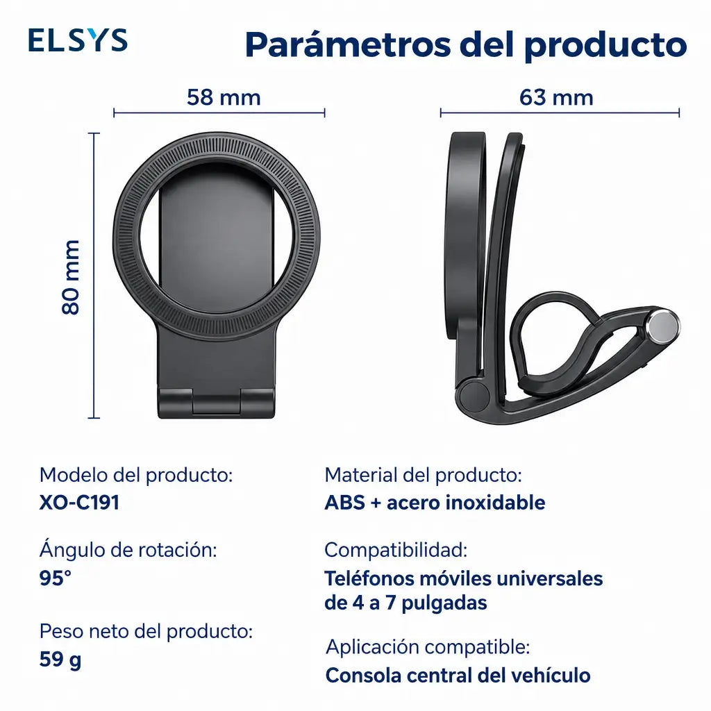 Soporte magnético para celular con rotación 360° para el auto, manos libres y navegación