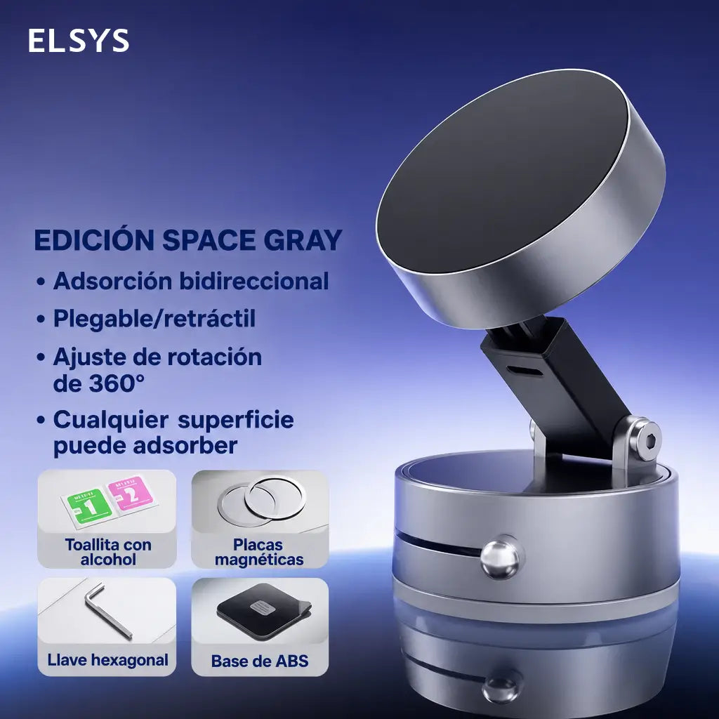 Base magnética de doble succión para celular, portátil y retráctil, ideal para tablero, parabrisas, escritorio y videollamadas en viajes con ajuste 360°