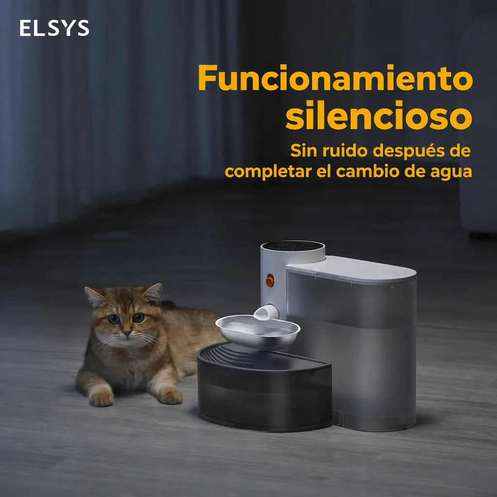 Fuente de agua automática para gatos y perros pequeños, 3.5 L, inalámbrica con tazón de acero y autorrelleno inteligente sin filtros