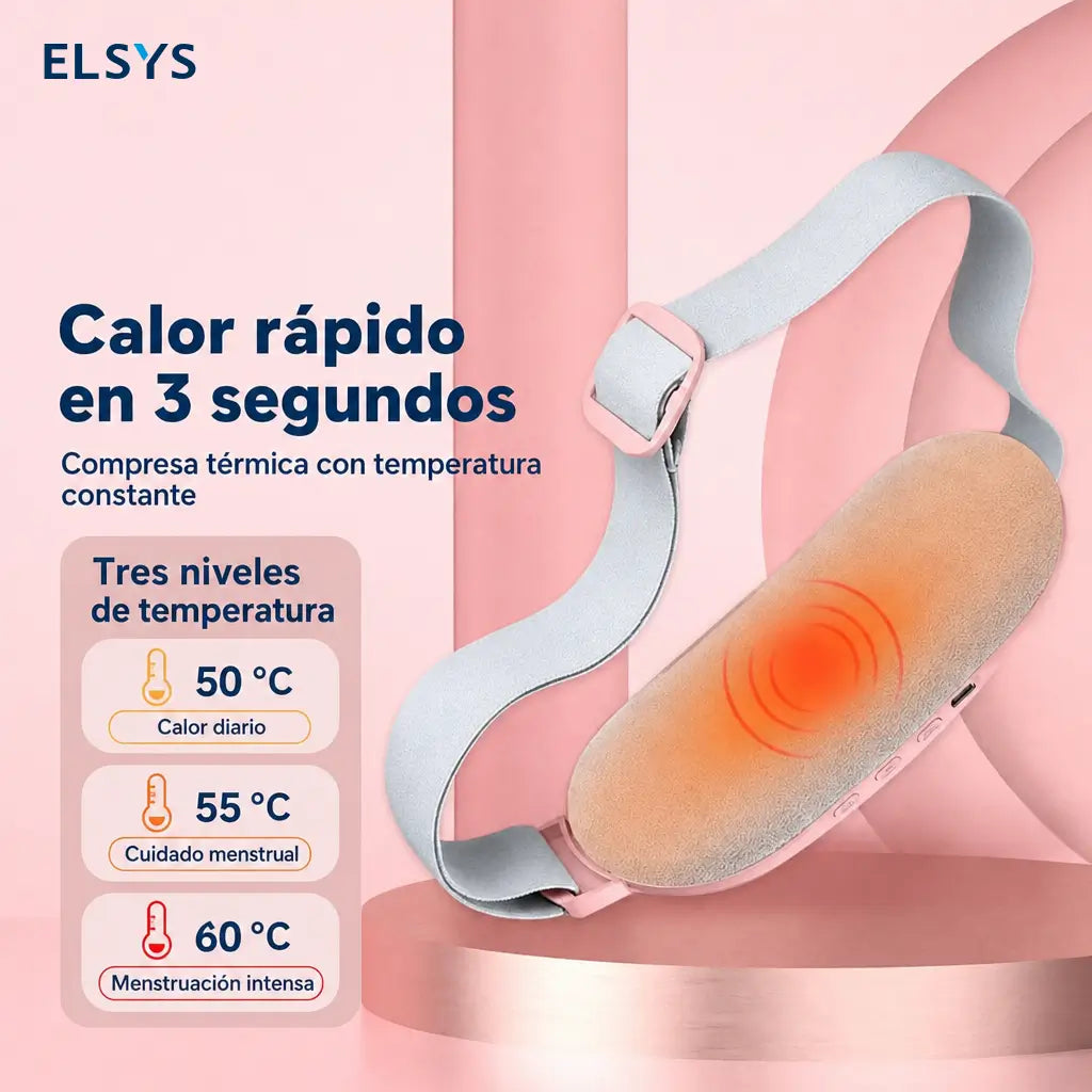Cinturón térmico menstrual inalámbrico con 3 niveles de calor y 4 modos de masaje vibratorio para abdomen, cintura y cólicos menstruales