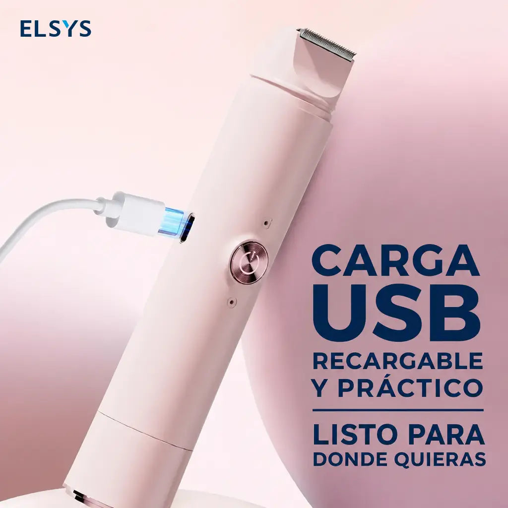 Afeitadora eléctrica 2 en 1 recargable USB con doble cabezal para depilación suave de rostro, piernas y zona bikini en casa