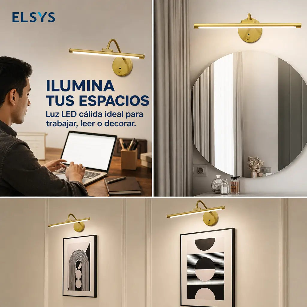 Lámpara de pared recargable USB para cuadros con control remoto, luz ajustable y rotación 360° para arte y decoración interior