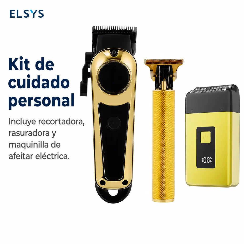 Kit cortadora de cabello y barba recargable USB con pantalla LCD, cuchilla ajustable y rasuradora para cuidado en casa diario masculino