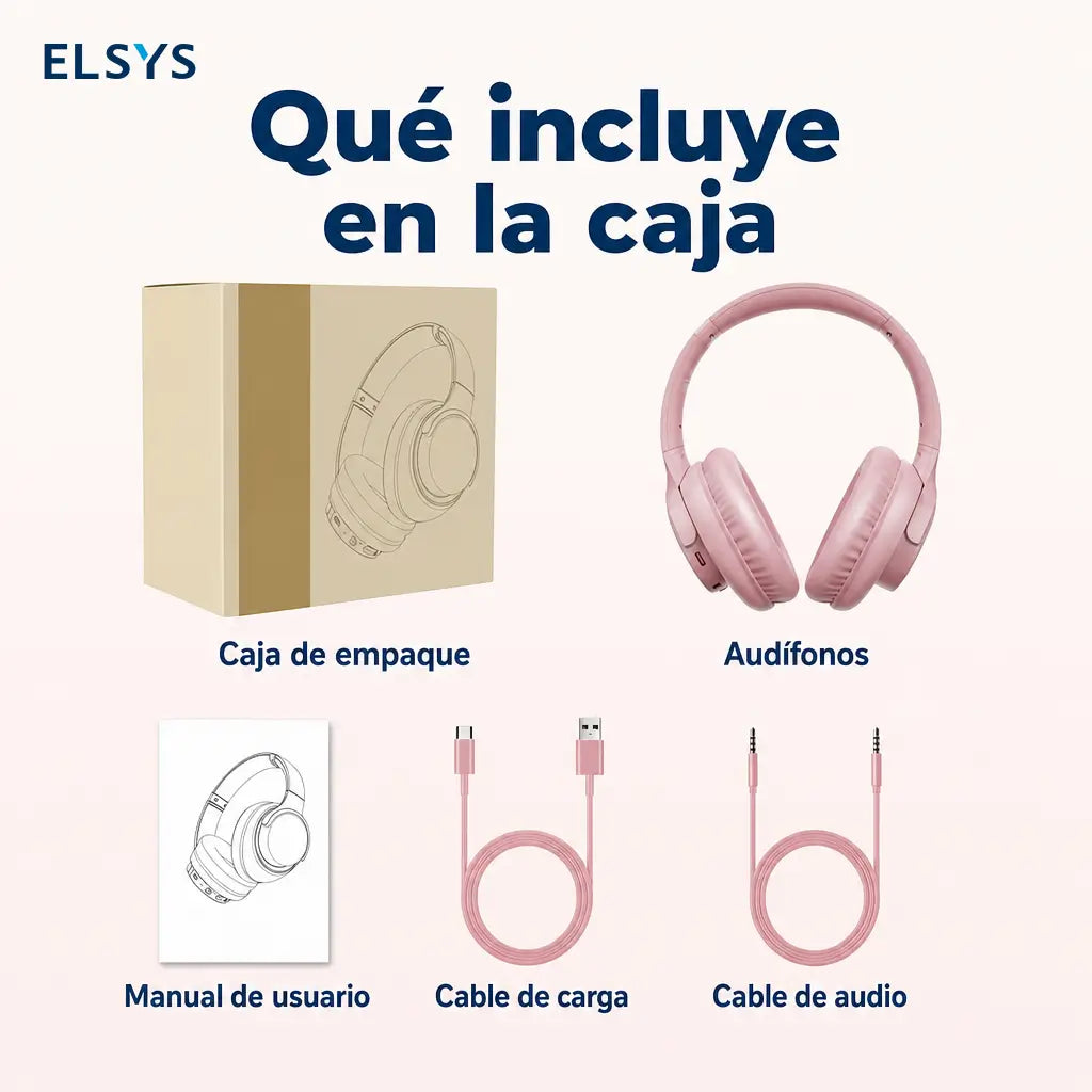 Audífonos over-ear inalámbricos 5.4 plegables con micrófono, 65 h de batería para música, llamadas, celular y computadora en casa, escuela o viajes