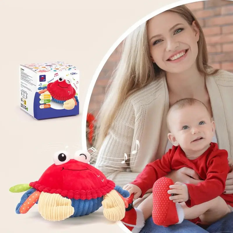 Cangrejo de Peluche Musical para Bebé - 48 Canciones y Función de Repetición - Juguete para Gatear con Movimiento y Sonido - Juguete Sensorial para Niños de 0 a 12 Meses