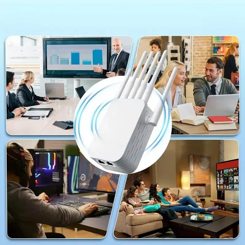 Extensor de Rango WiFi 2.4GHz, Repetidor Inalámbrico con Ethernet 300Mbps, Amplificador de Señal para Hogar Cobertura 550 m² para 50 Dispositivos