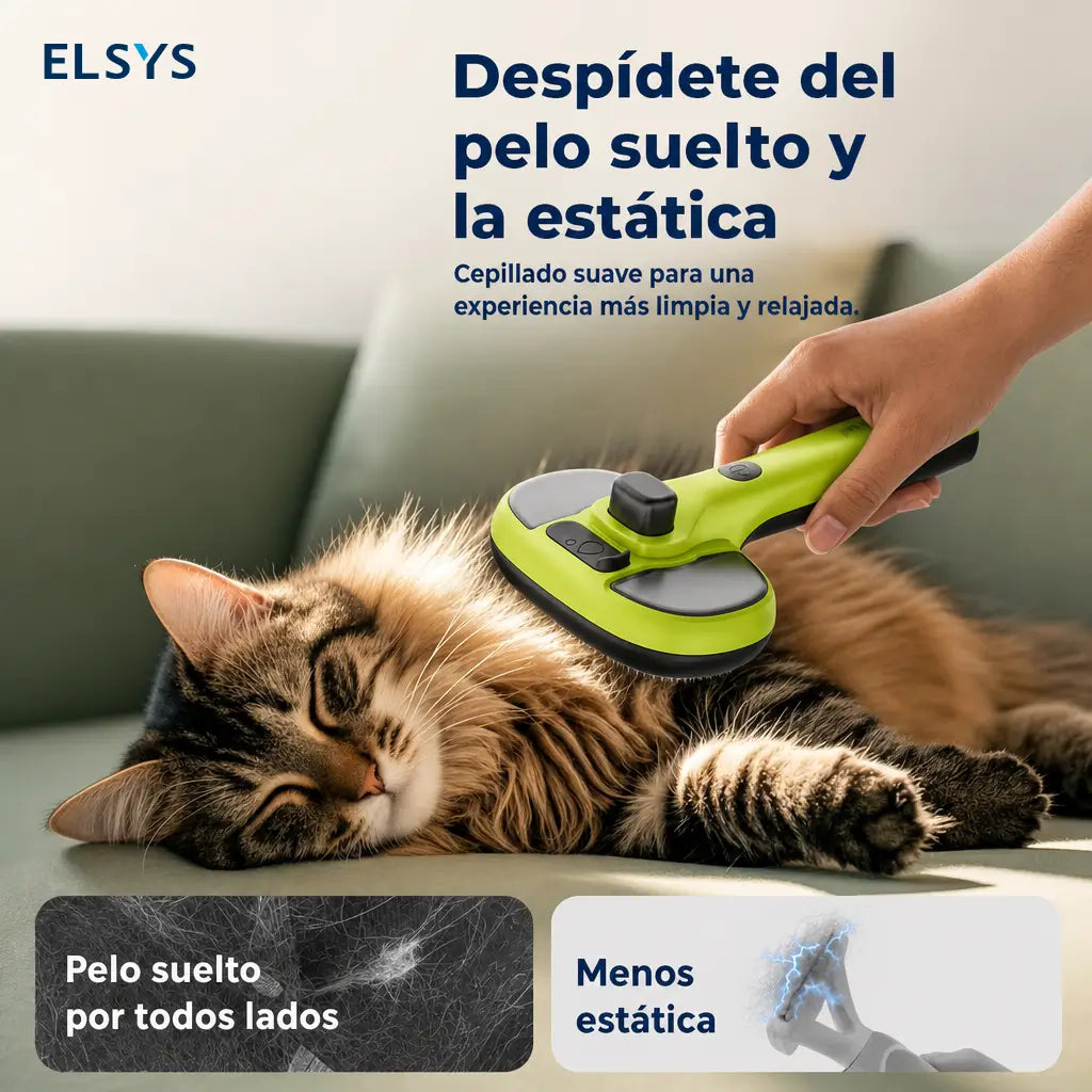 Cepillo de vapor para mascotas con autolimpieza, masaje y dos modos de rociado para perros y gatos con pelo suelto en casa