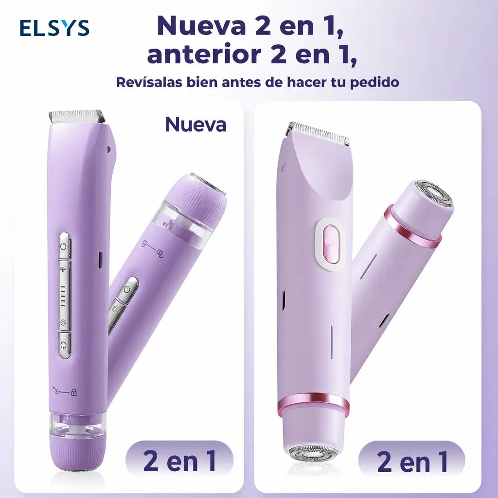 Rasuradora eléctrica 2 en 1 para bikini, rostro, axilas y piernas, recargable IPX7 para piel sensible en seco o ducha femenino