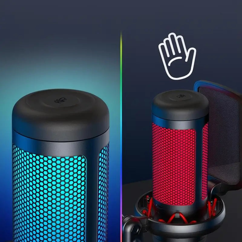 Micrófono de Condensador USB Cardioide con Iluminación RGB Ajustable para Gaming, Transmisión en Vivo, PS4/5, PC, Kit de Grabación de Audio para Podcast