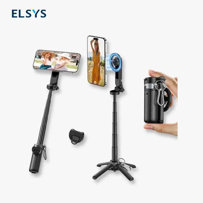 Bastón para Selfie Magnético Mini 4 en 1 con Rotación de 360°, Control Bluetooth Inalámbrico y Extensión de 38 cm - Soporte Magnético para Celular para Vlogging y Fotografía
