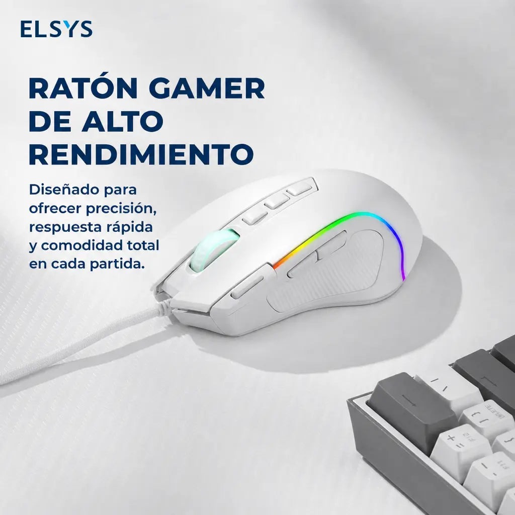 Mouse gamer alámbrico óptico de 8000 DPI con 11 botones programables y RGB para partidas precisas en computadora y trabajo diario