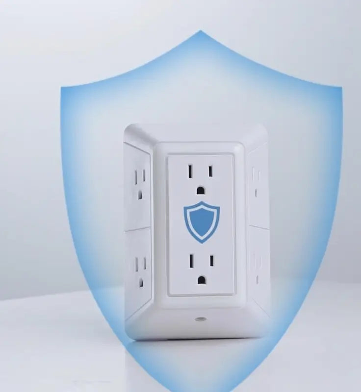 Supresor de Picos con Luz Nocturna, 3 Puertos USB y 6 Contactos de CA, Protector Eléctrico Multicontacto