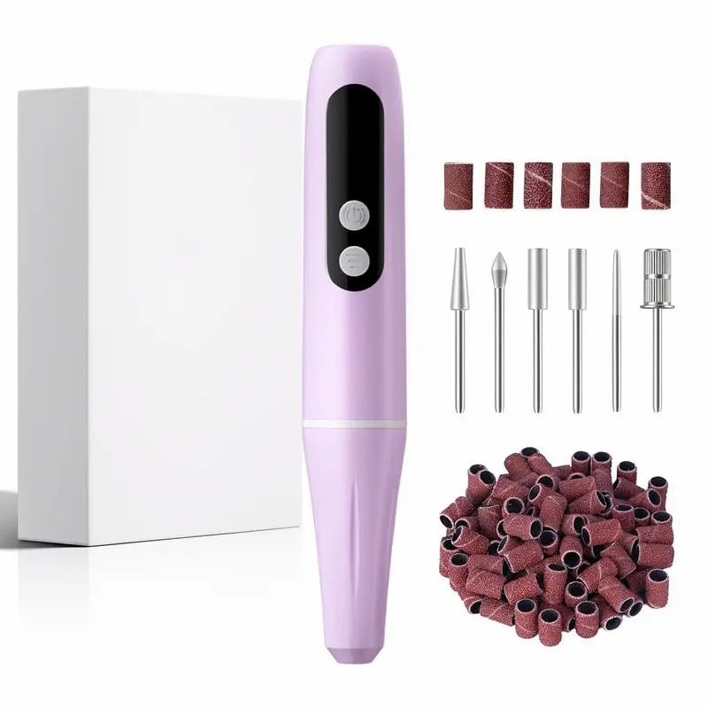 Torno para Uñas Eléctrico Recargable 20,000 RPM, Pulidora Portátil con Kit de Lijado para Manicura y Pedicura, Lima Inalámbrica Ligera para Uñas Acrílicas